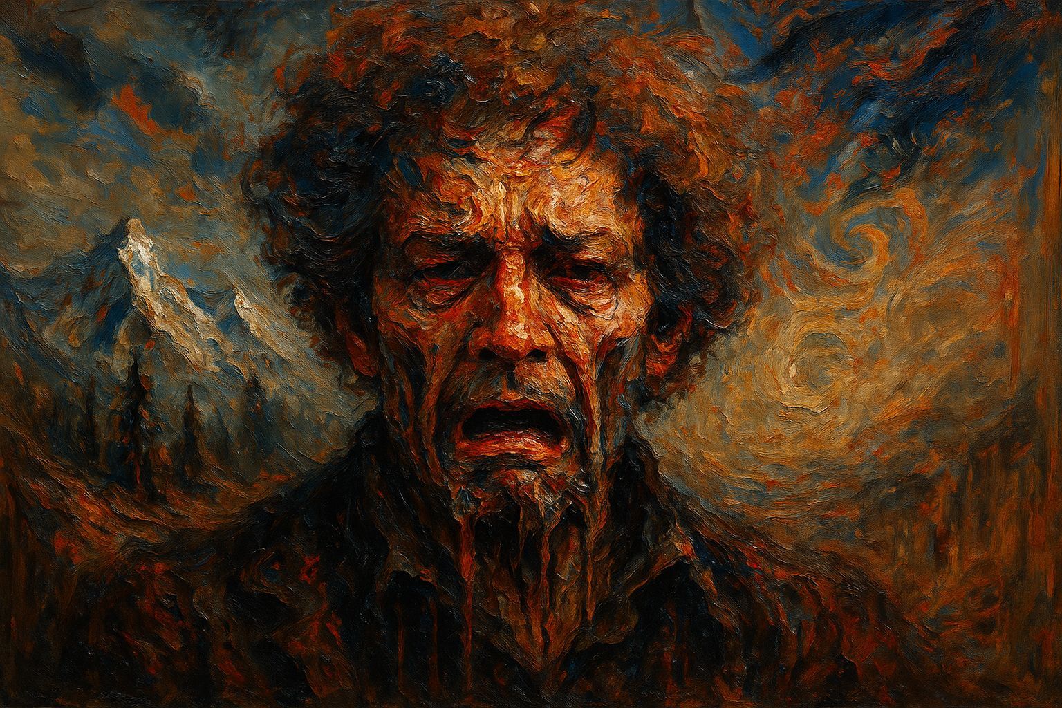 Emotional Impasto Portrait: A Landscape of Inner Turmoil