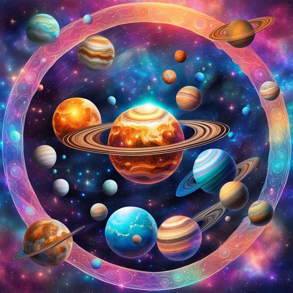 Holographic Cosmic Planets in Mixed Media Style