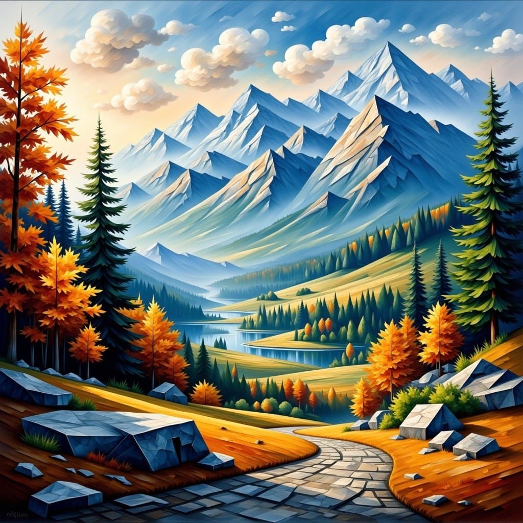 Autumn Mountain Paradise Landscape