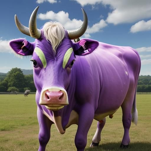 Purple Cow in a Field