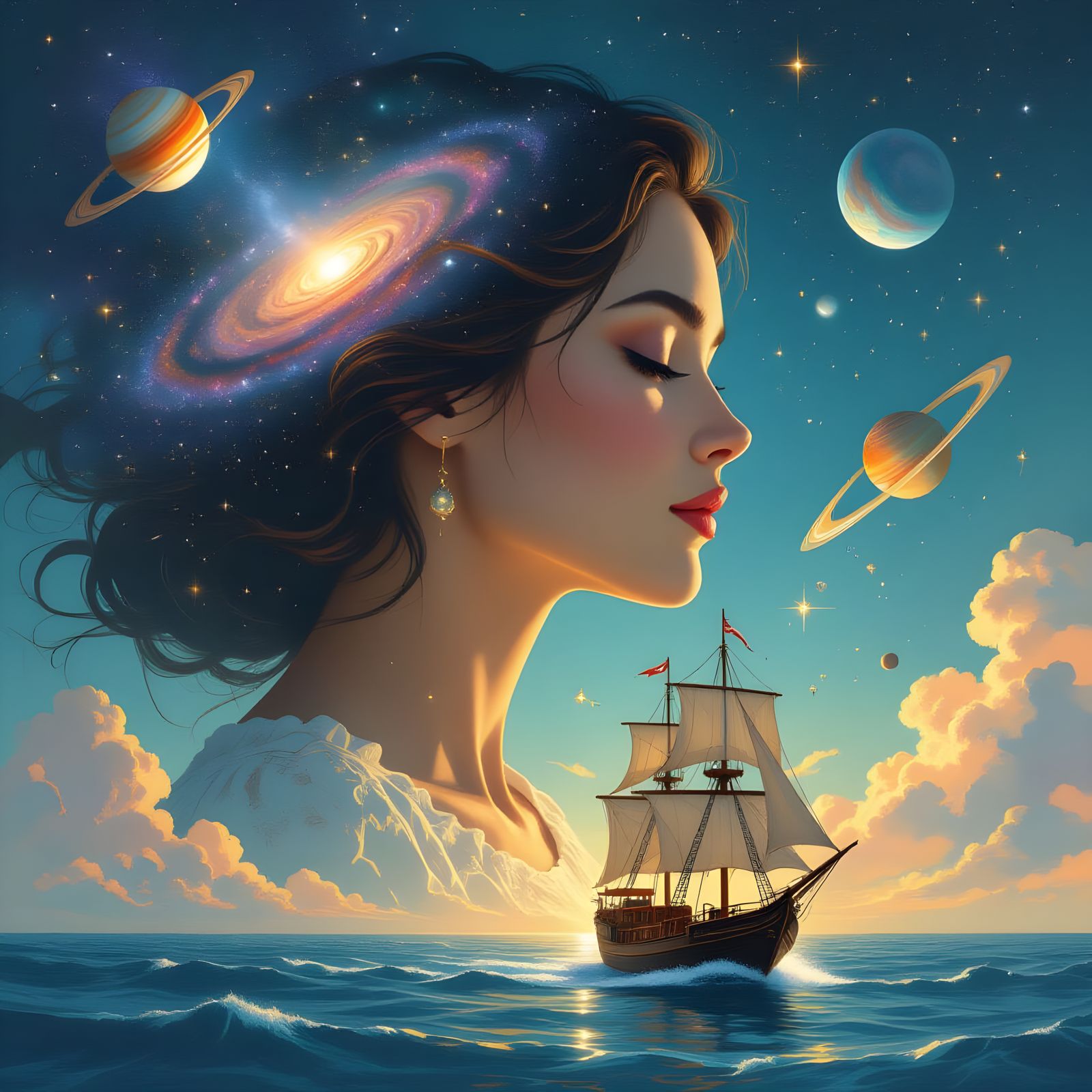 Galactic Giantess: A Celestial Schooner's Voyage