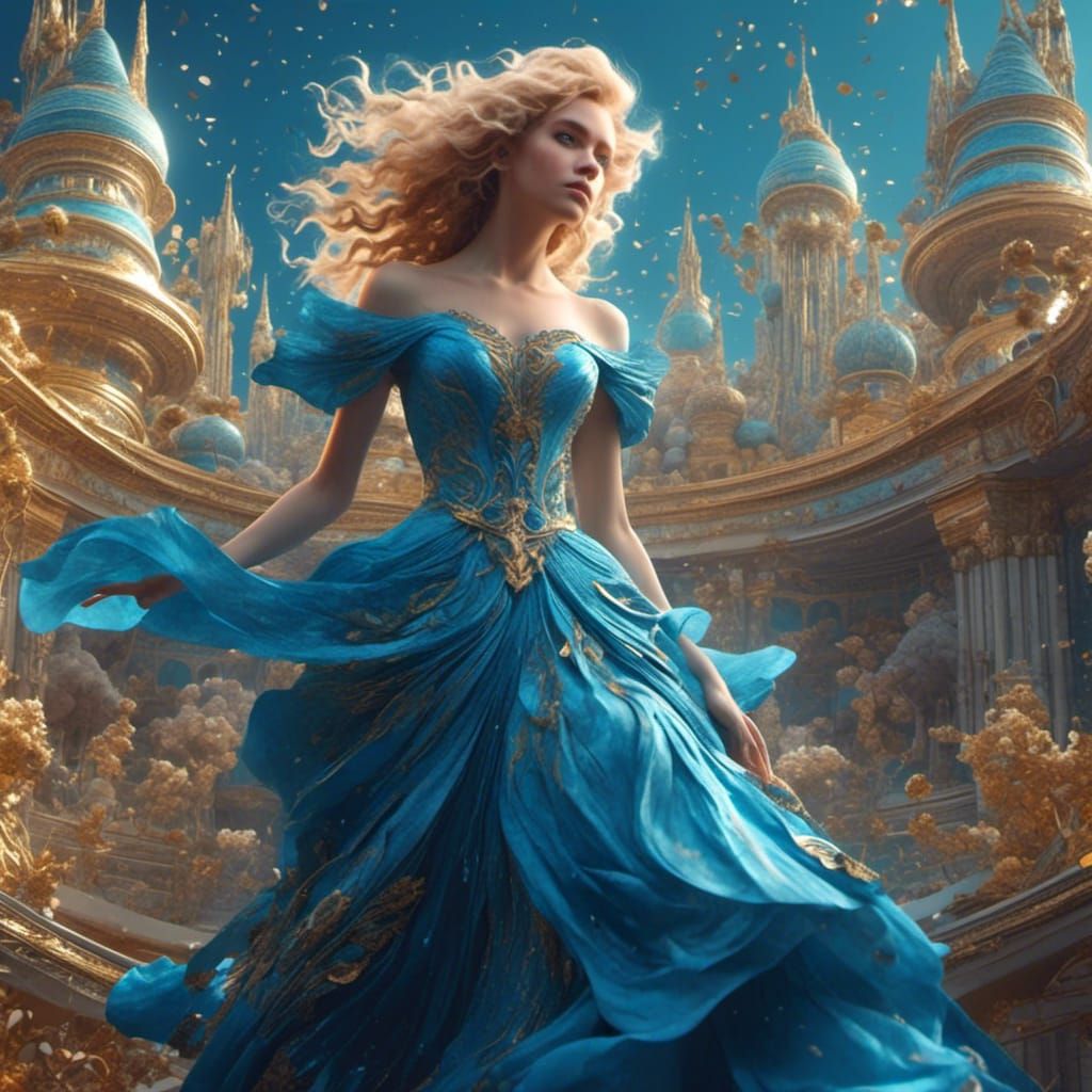 Blonde Fairy with Blue Eyes in Fantasy Art Style