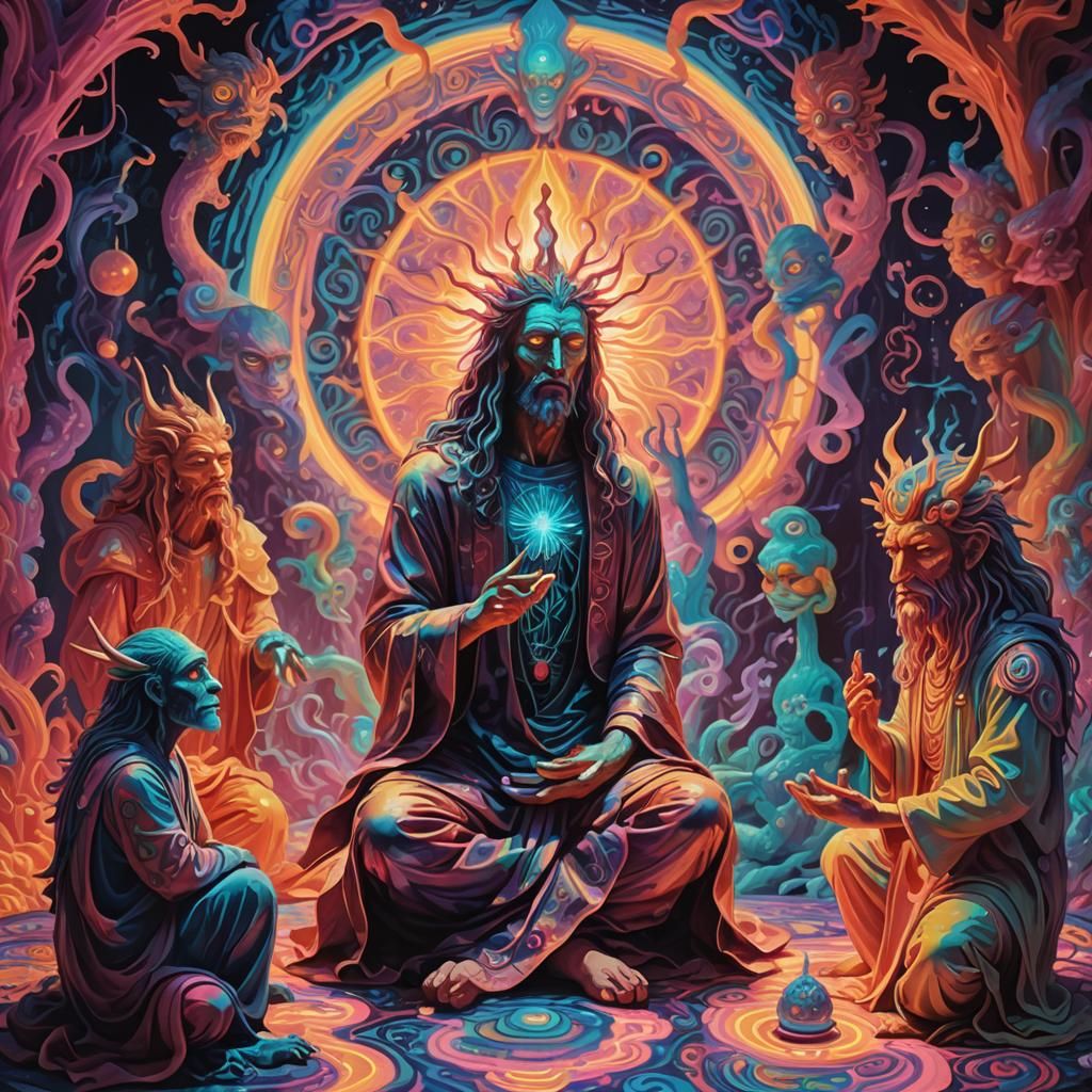 Zen Monster Christ in Psychedelic Surrealism