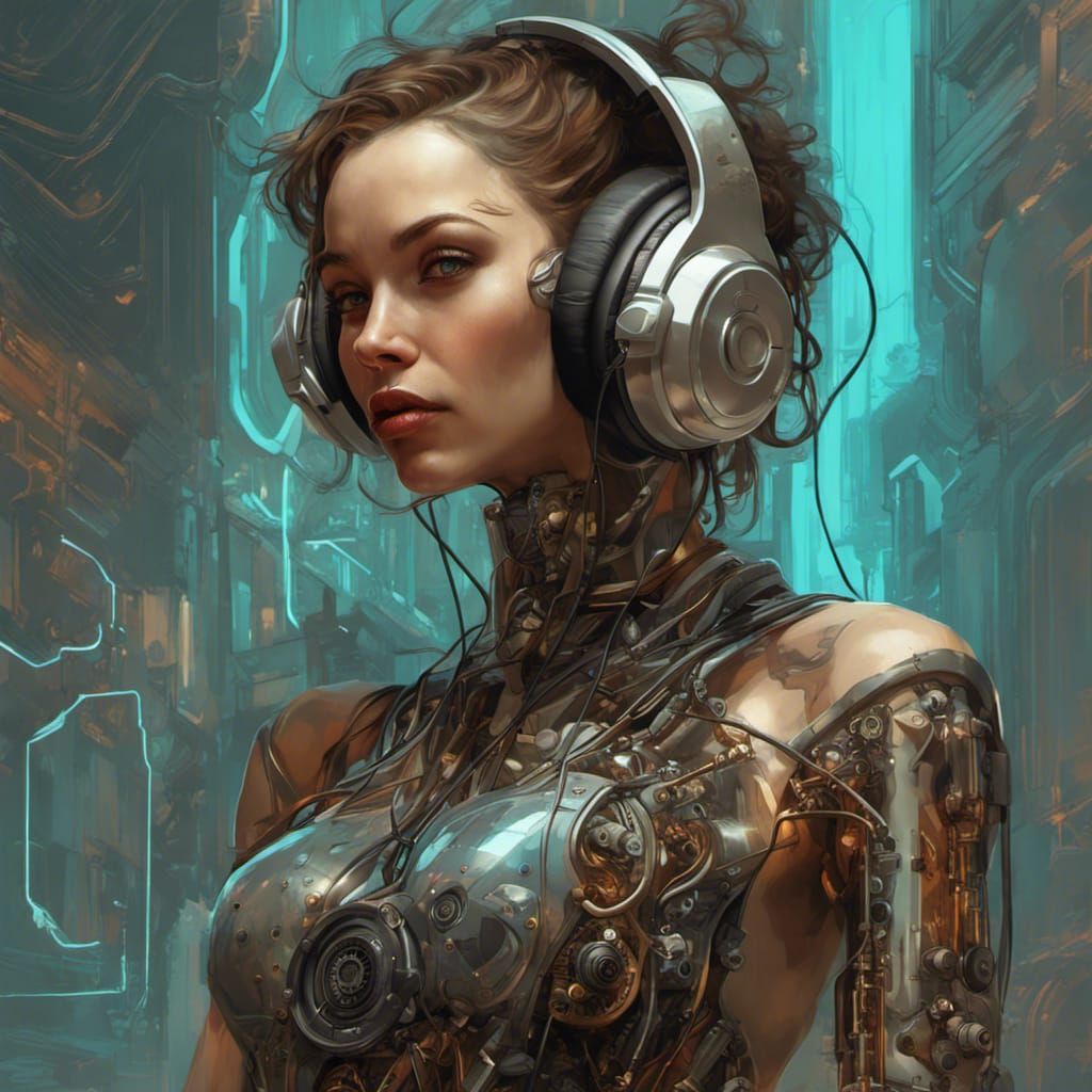 Futuristic female cyborg