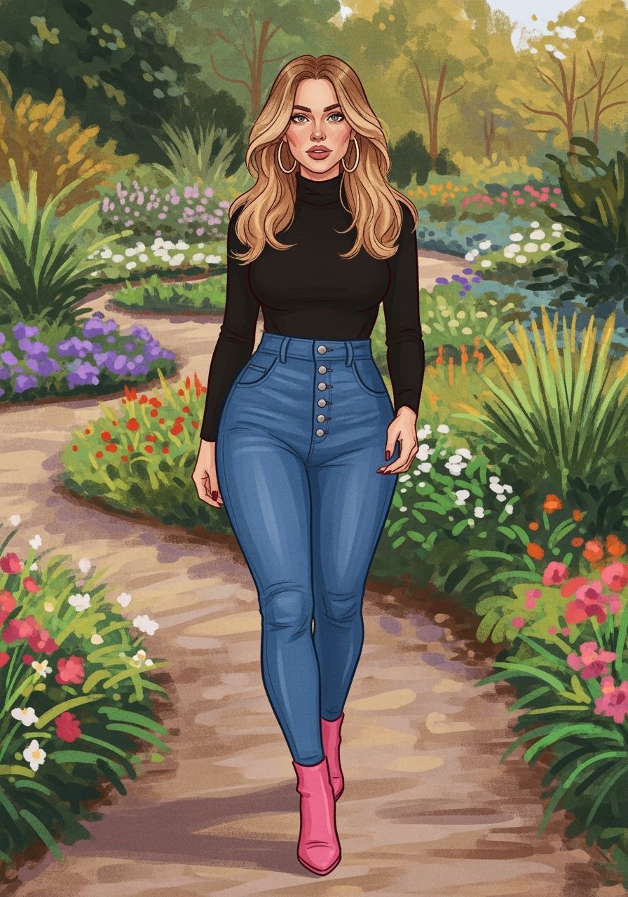 Woman in Botanic Garden, Painterly Style