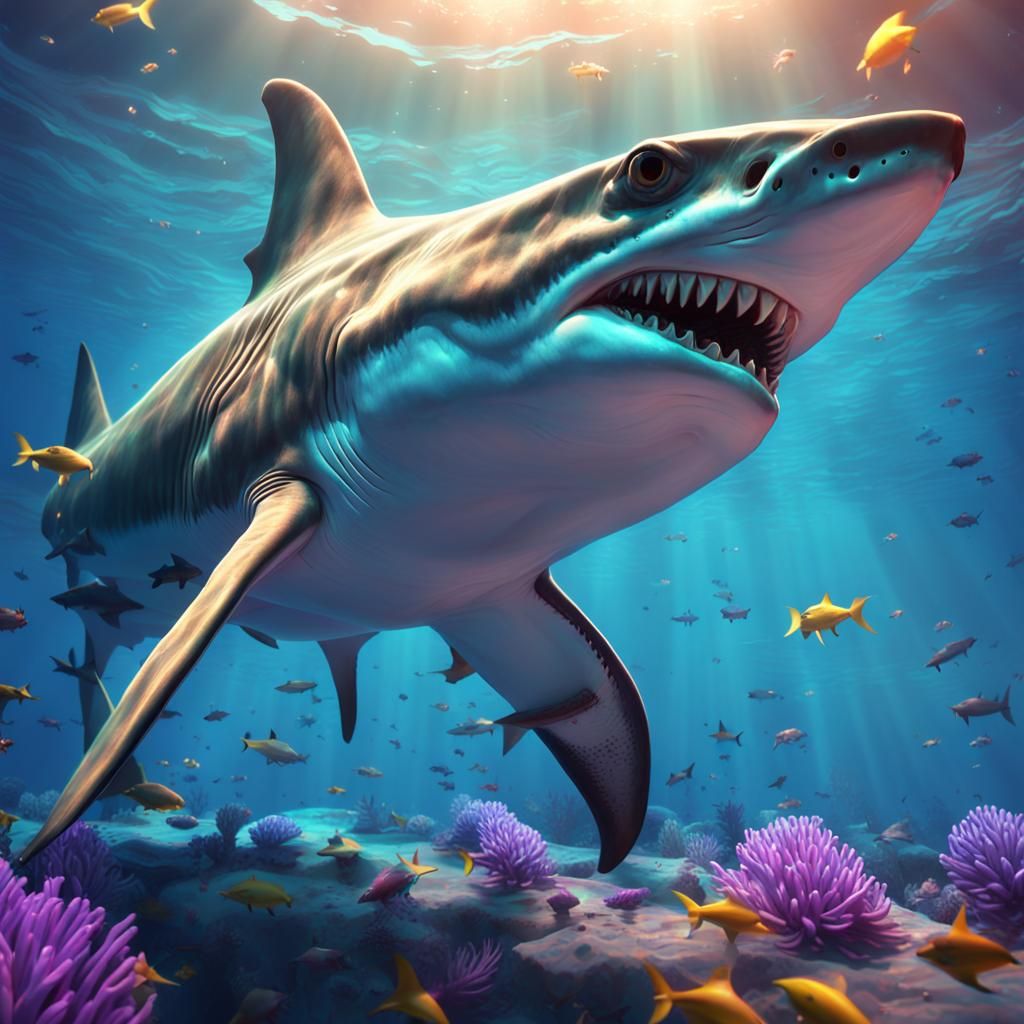Hyperrealistic 3D Hammerhead Shark Humanoid