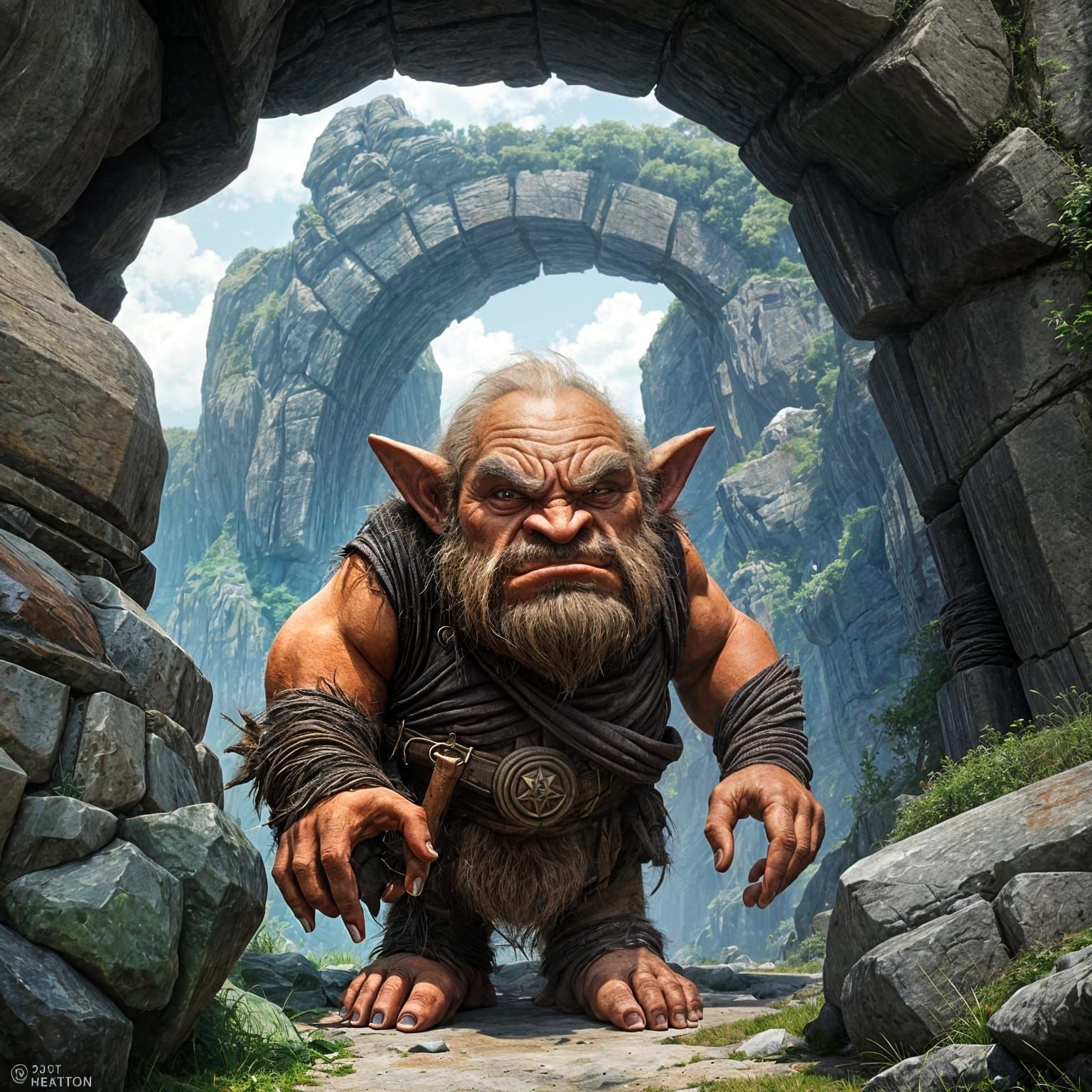 Troll Builds Stone Bridge from Boulders