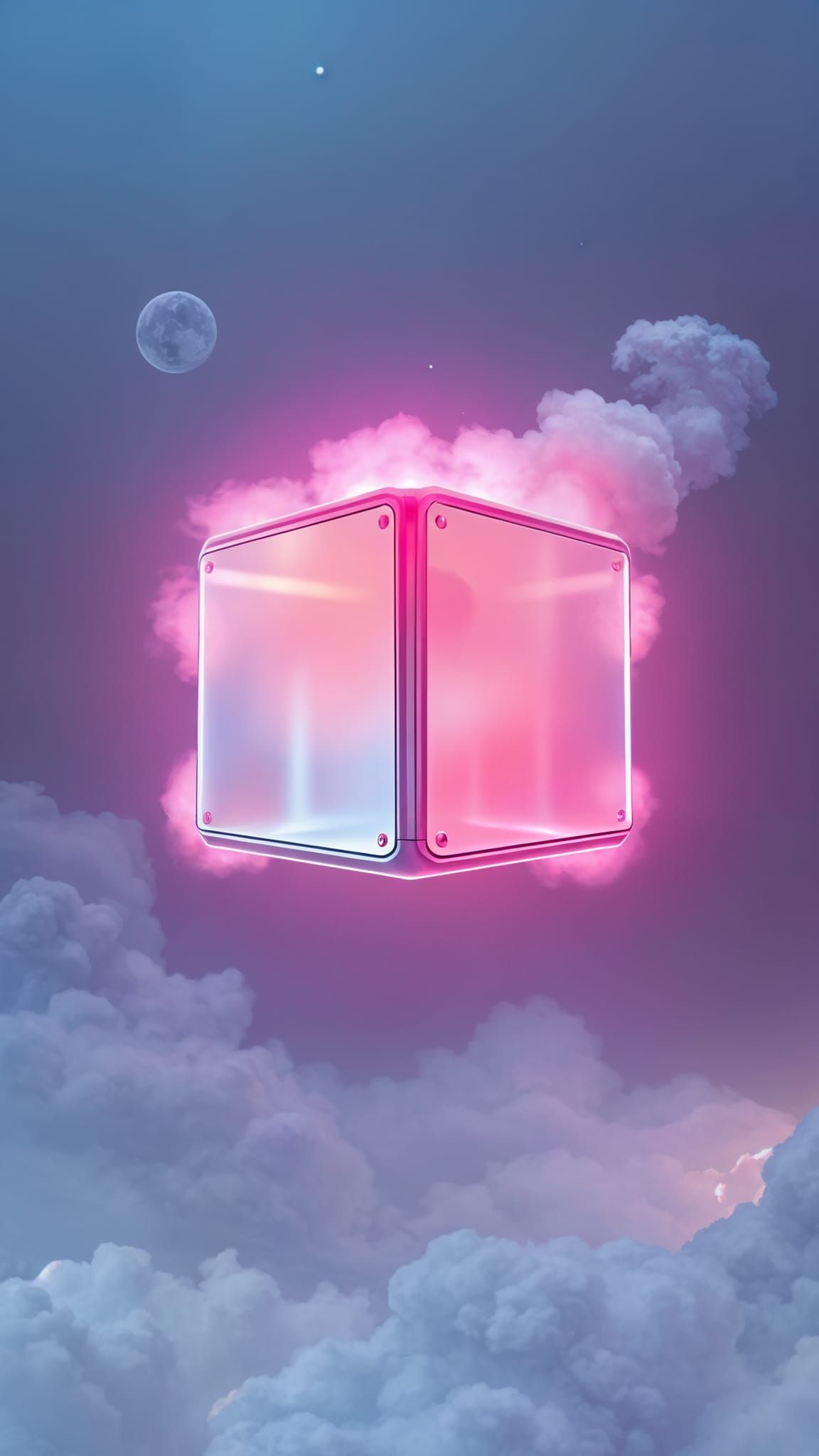 Retrofuturistic Cube in Dreamlike Abstraction