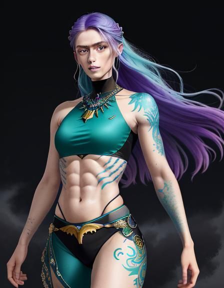 Dystopian Vampire Fae Couple in Gouache Style