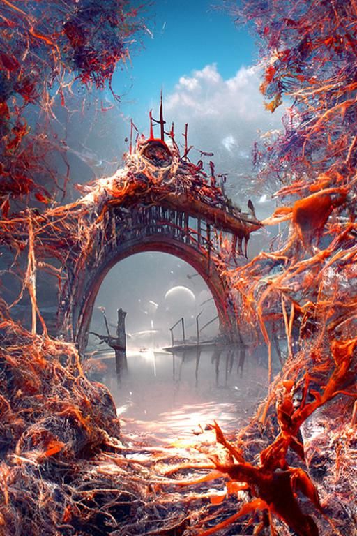 Creepy Twisted Bridge in Hyperrealistic Digital Art