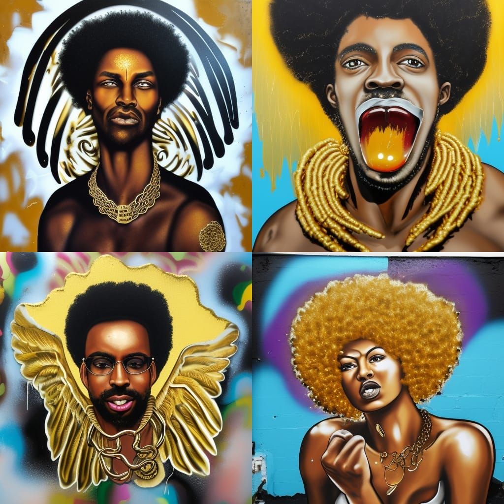 Golden Archangel: Graffiti Art Portrait