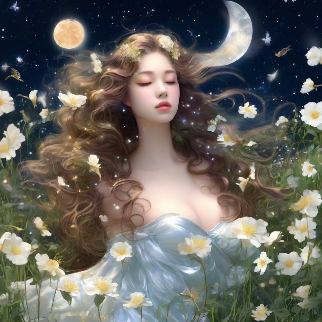 Moonlit Sonata: Surreal Anime Portrait