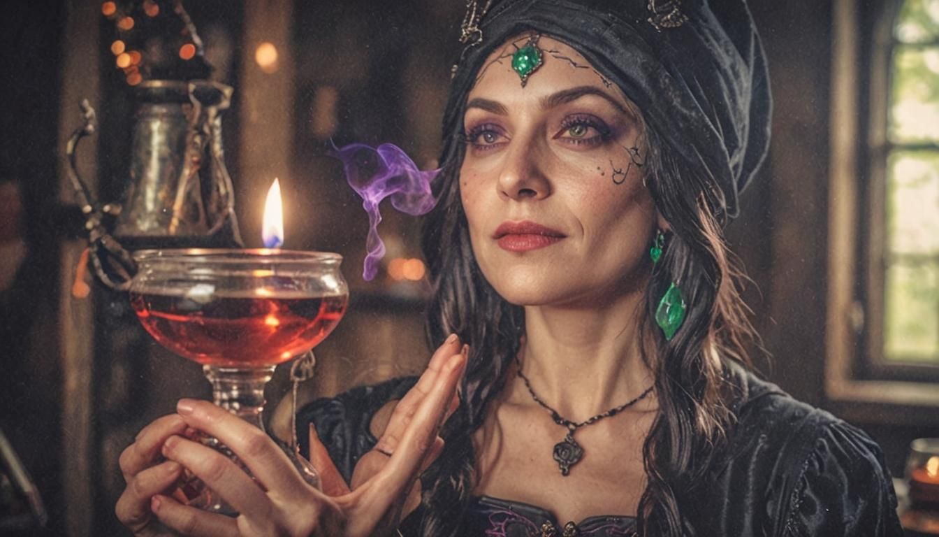 Beautiful Witch Holding a Potion: Professional Photography
