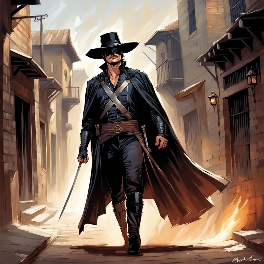 Pedro Pascal as Zorro in Comic Book Art