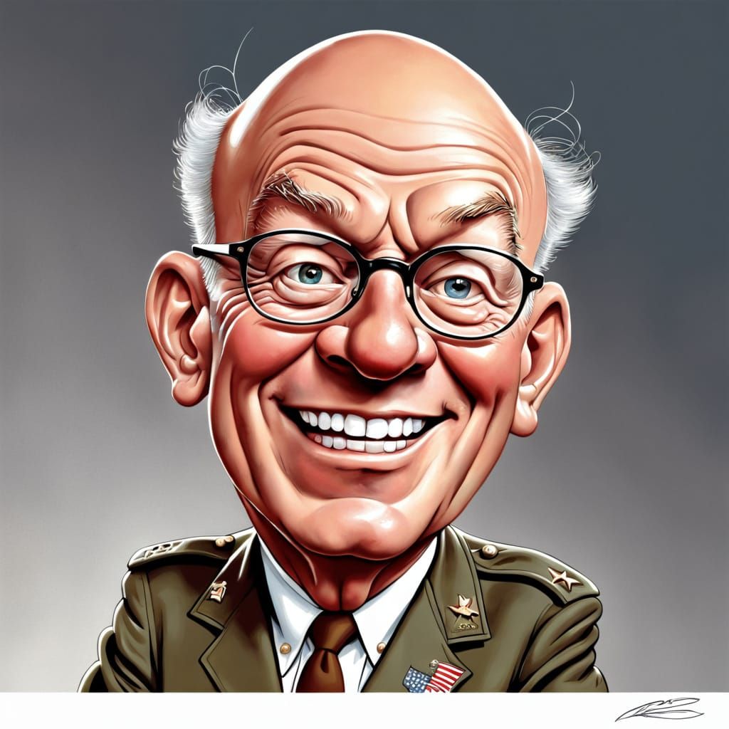 Ike Eisenhower Caricature in Cartoon Style