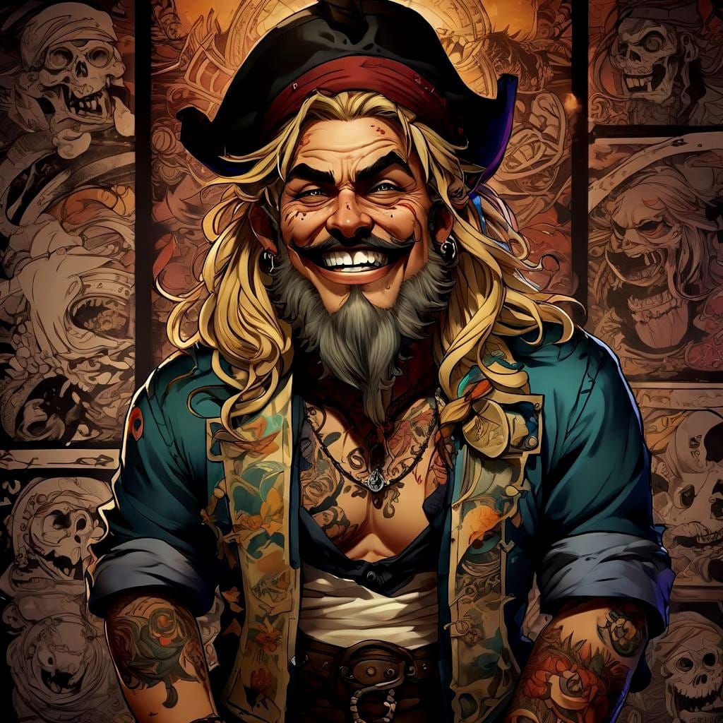 Blond Pirate Chef in One Piece Anime Style