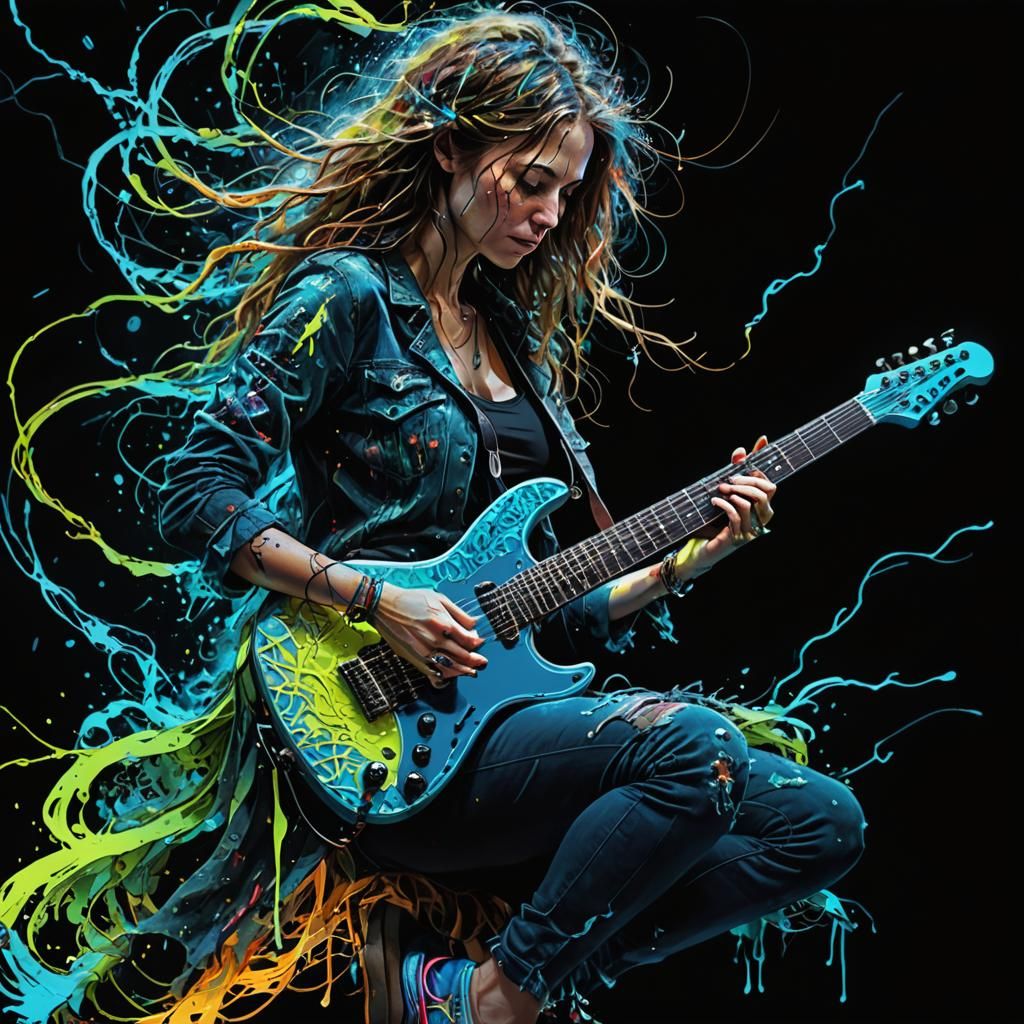 Epic Neon Guitarist Album Cover