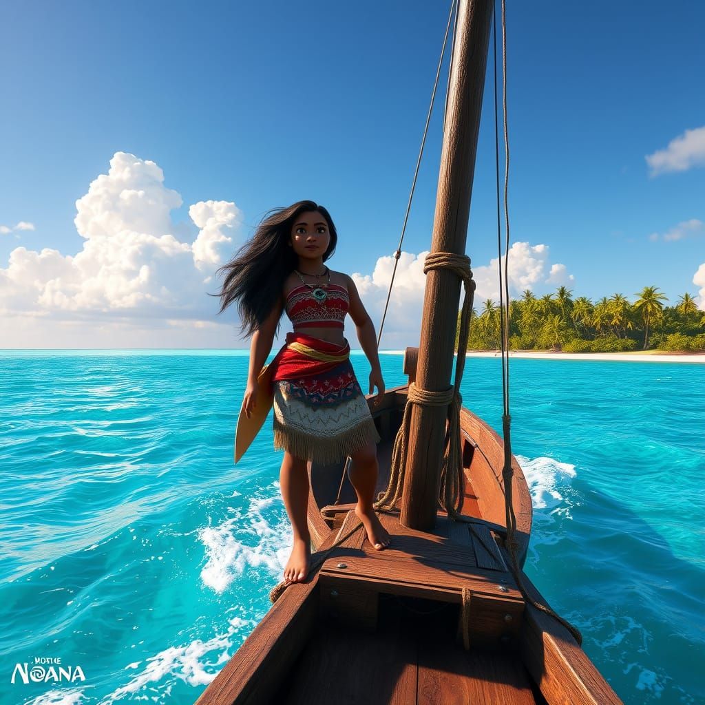 Moana Sails Across Vibrant Ocean in Hyper Realistic 16k Reso...