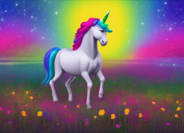 Rainbow Unicorn in Astral Flower Field