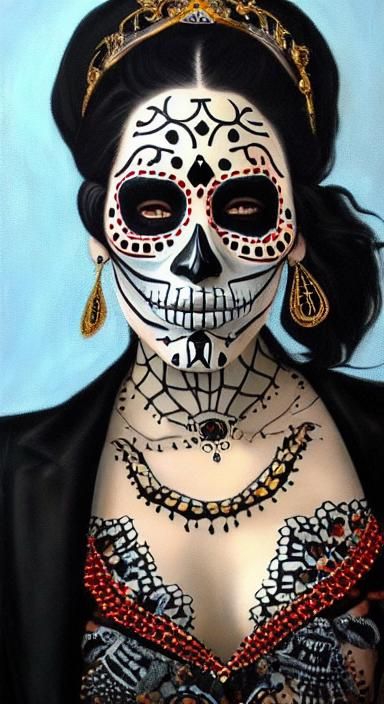 Gothic Peaky Blinders Día de los Muertos Portrait