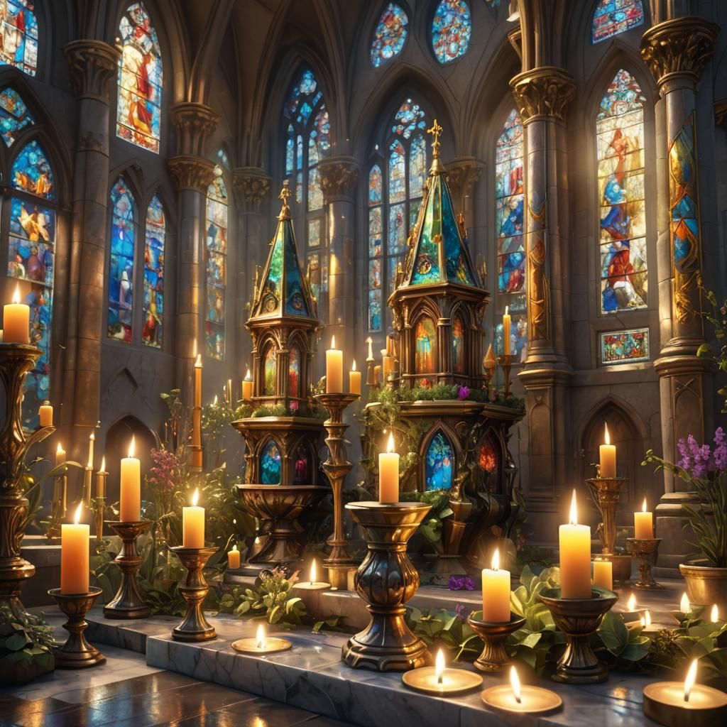 Holy Gnome Gardening in Church: Fantasy Concept Art
