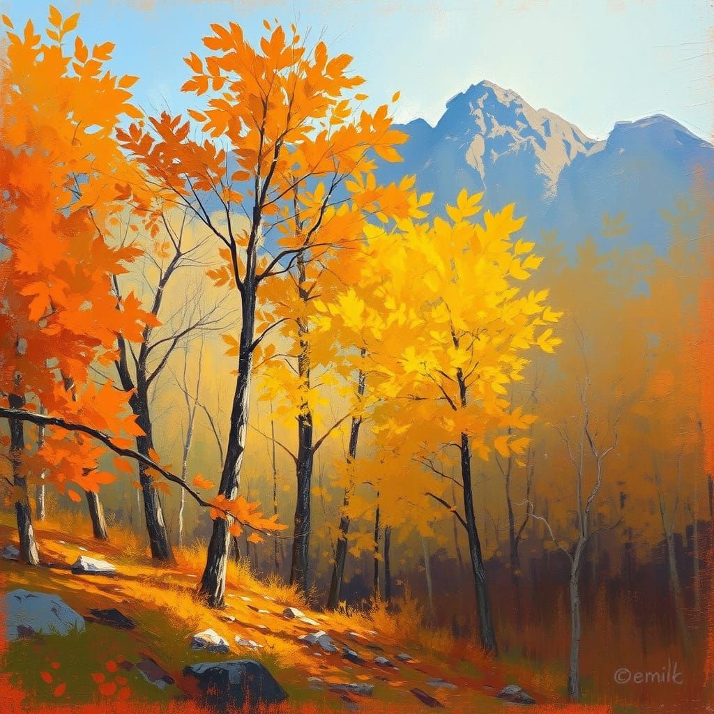 Vivid Autumn Landscape in Post-Impressionist Style