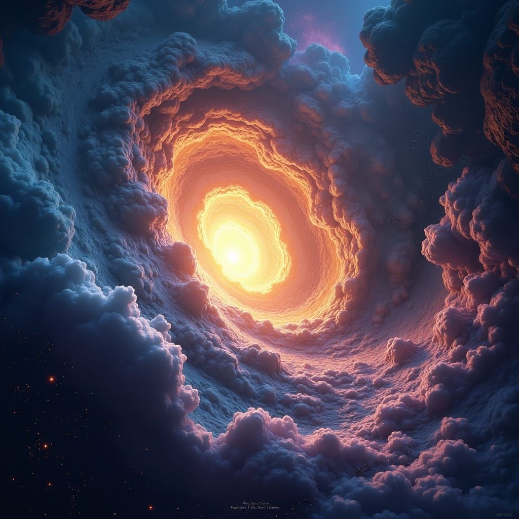 Collapsing Universe: Ethereal Sci-Fi Landscape