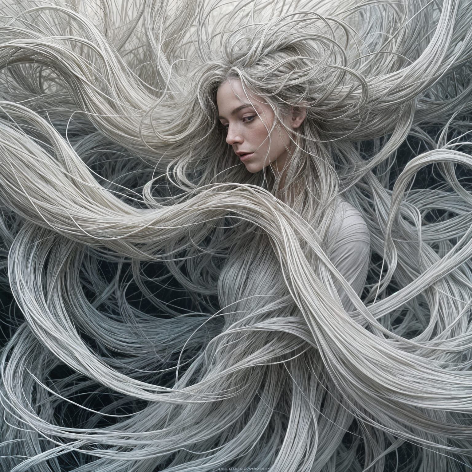 Ethereal Abstract Surrealism with Flowing Ribbons