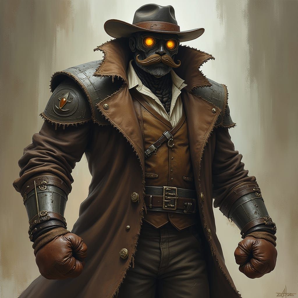 Warforged Automaton Bartender in Gritty Industrial Style