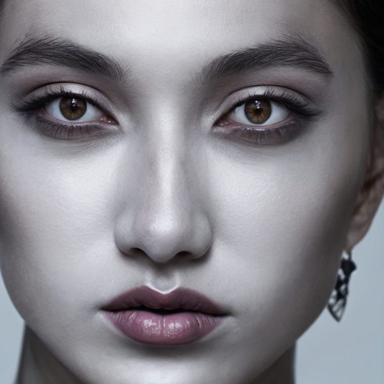 Ethereal Close-Up Portrait in Dark Grey and Purple Hues