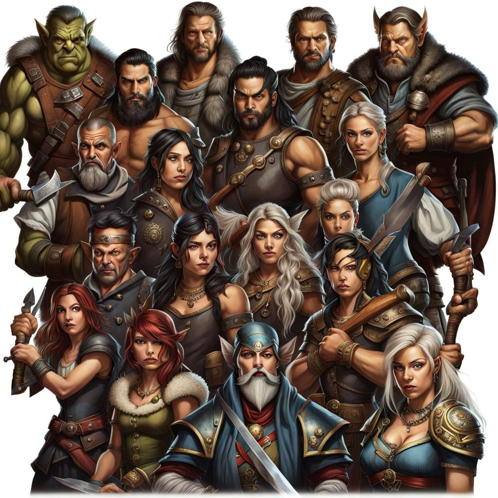 Fantasy Tavern Collage with Diverse Characters