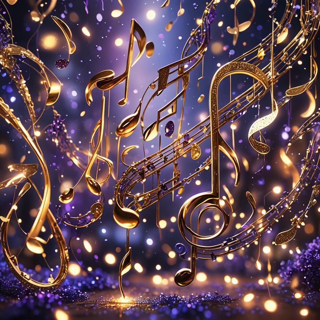 Enchanting Magical Music Notes in Surreal Starlight