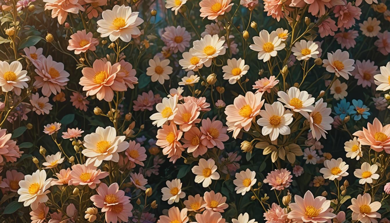 Delicate Flowers Touched in Golden Hour Light