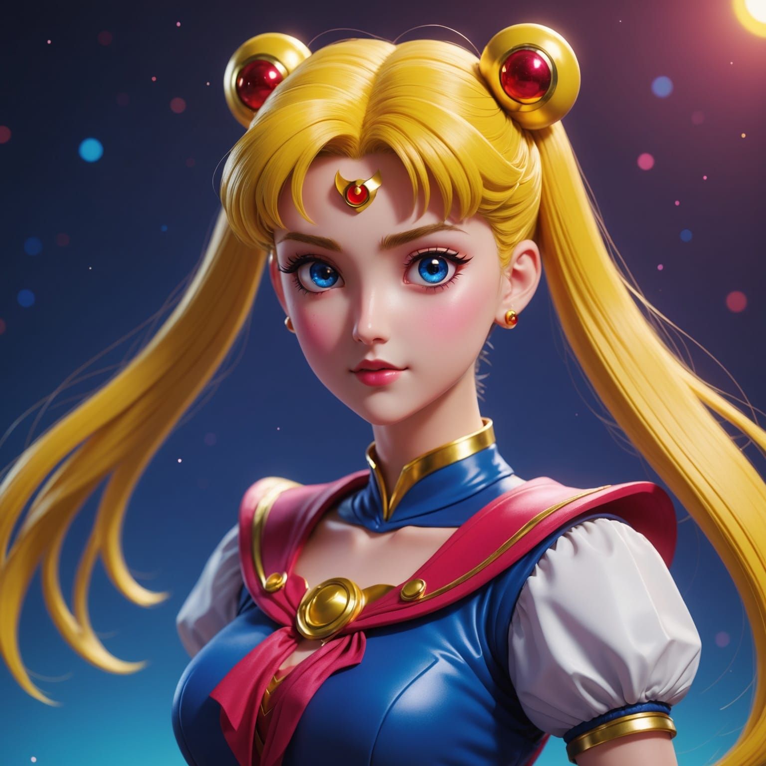 Sailor Moon in Vibrant 3D Digital Art