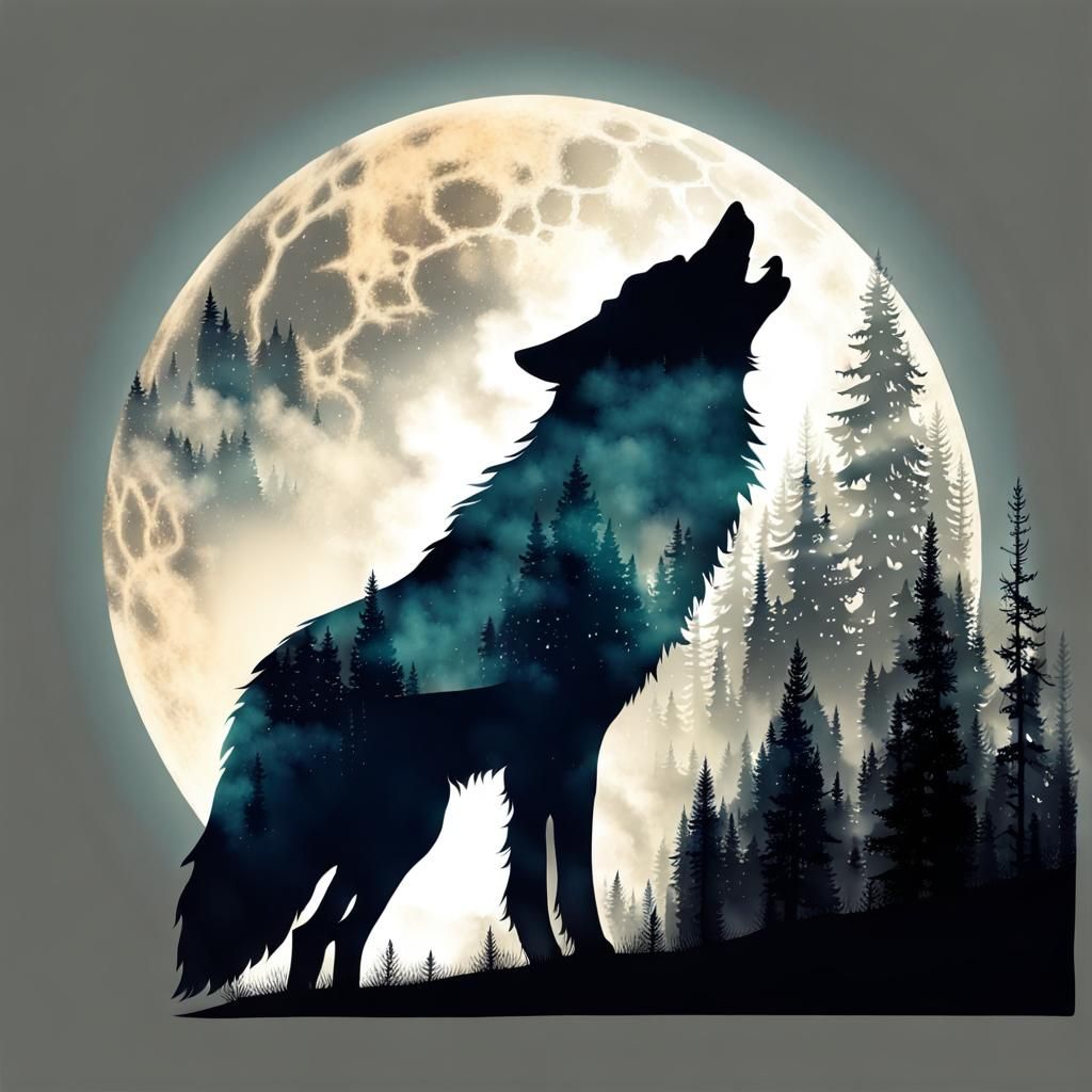 Wolf in Double Exposure