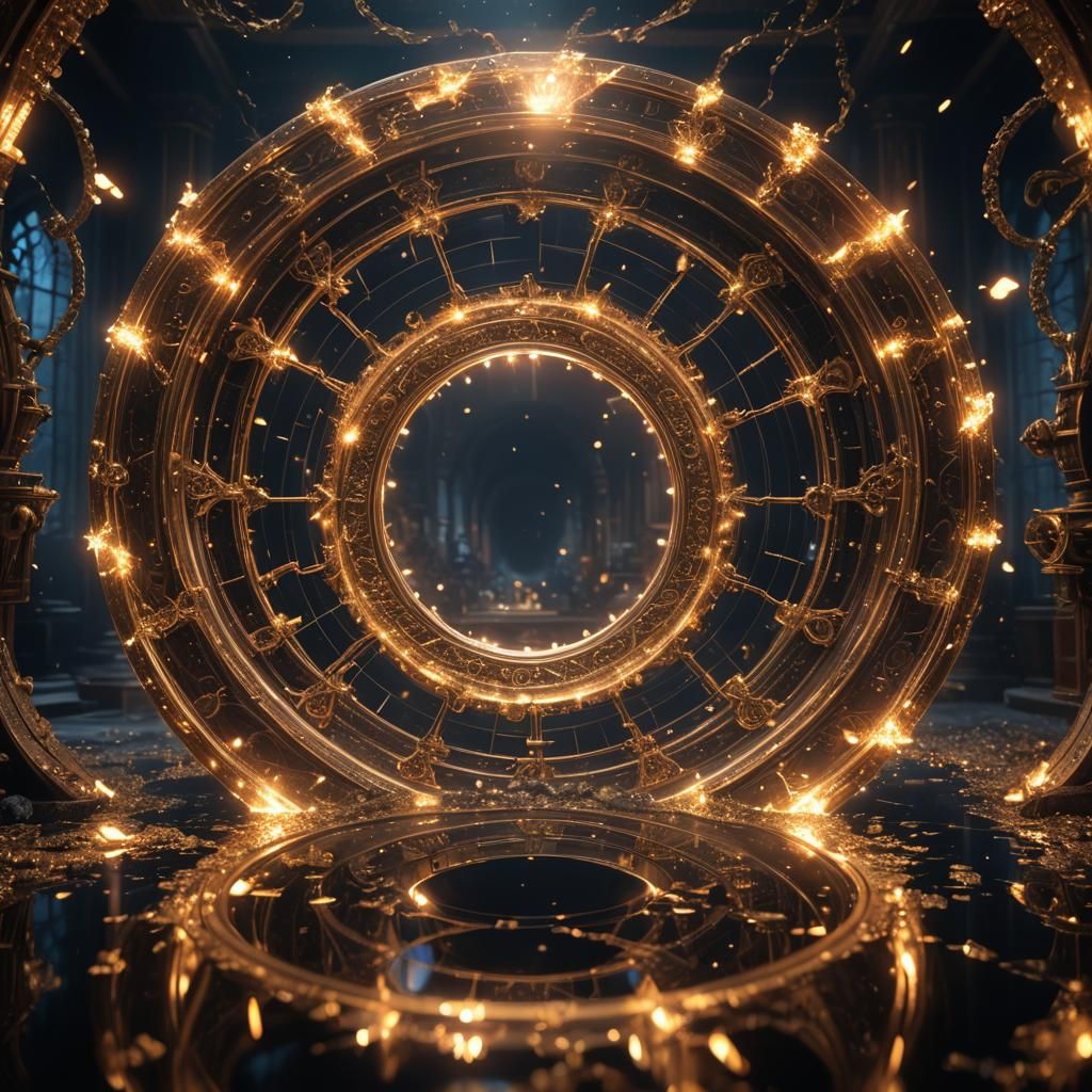 Mystical Infinity Mirror Illusion in Medieval Style