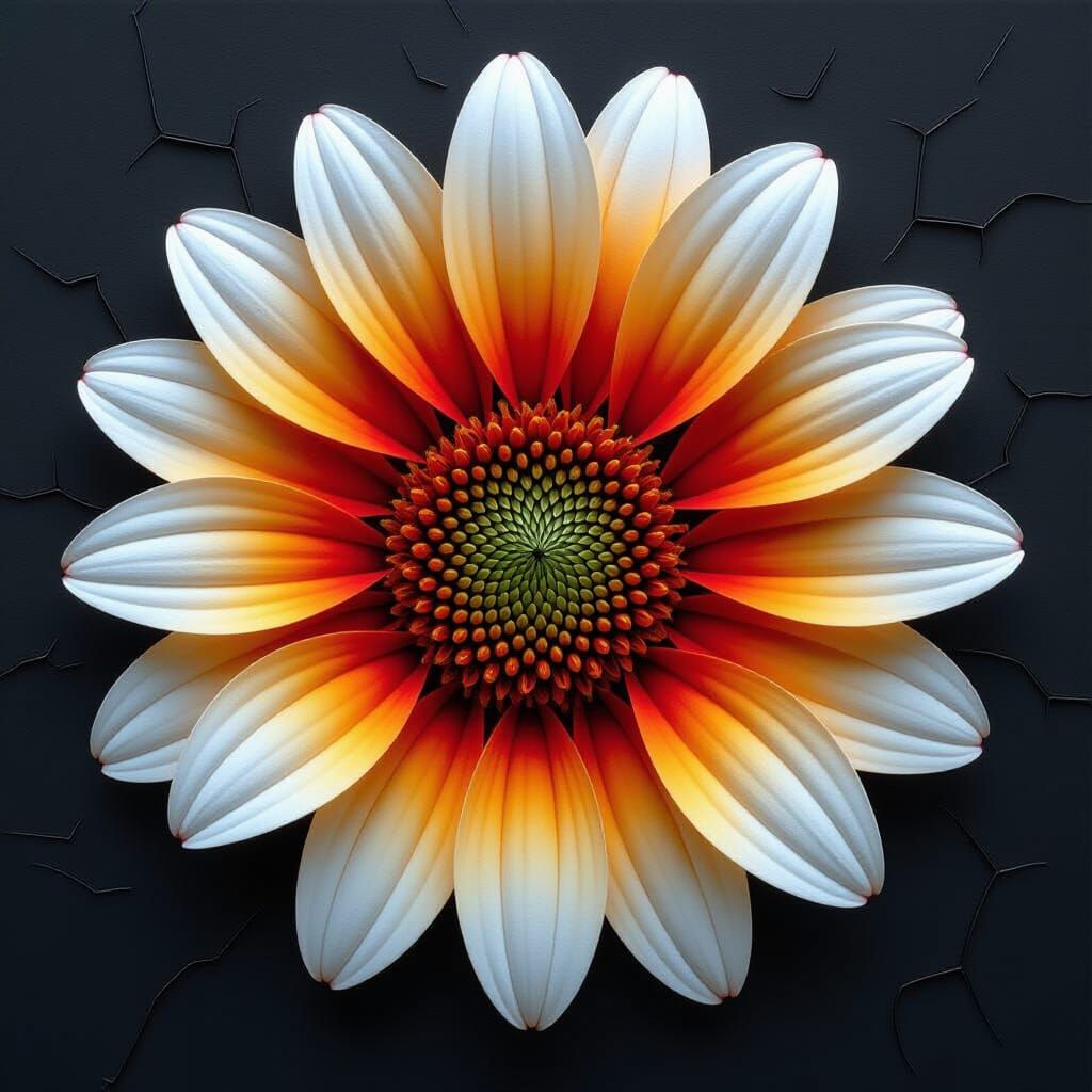 Detailed Flower Scratch Art on Black Background