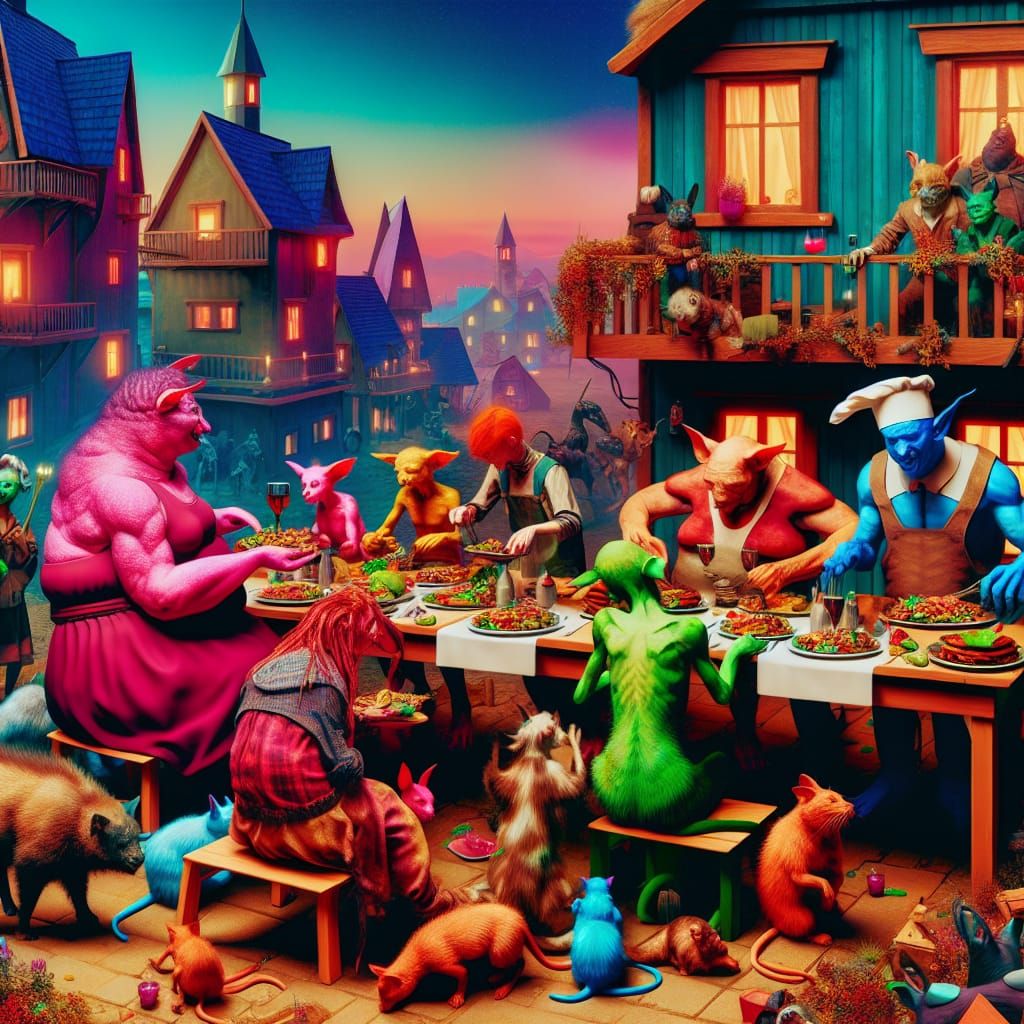 Springfield's Unusual Feast: A Matte Painting