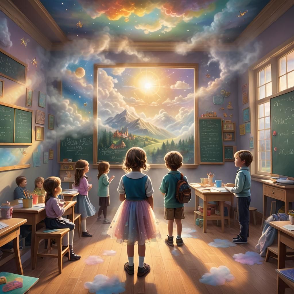 Kindergarten Classroom in Dreamy 3D Fantasy Art