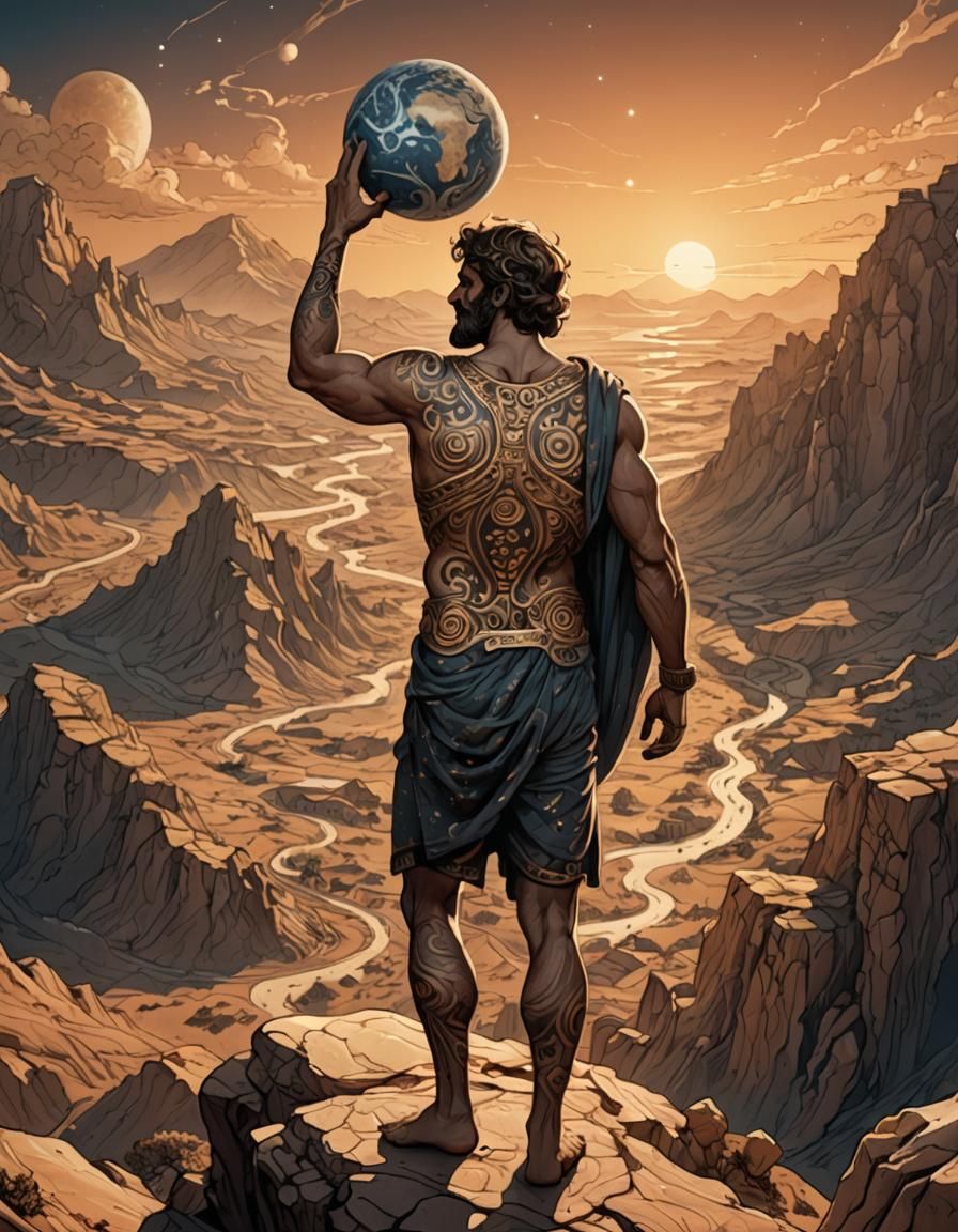 Atlas in Tartarus: Greek Mythology Concept Art
