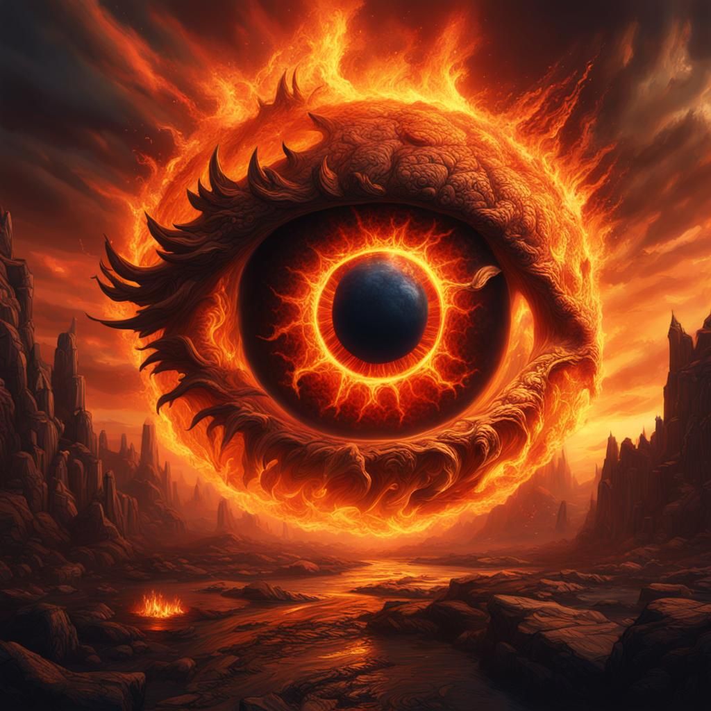Eye of the Fiery Storm in Detailed Matte Painting