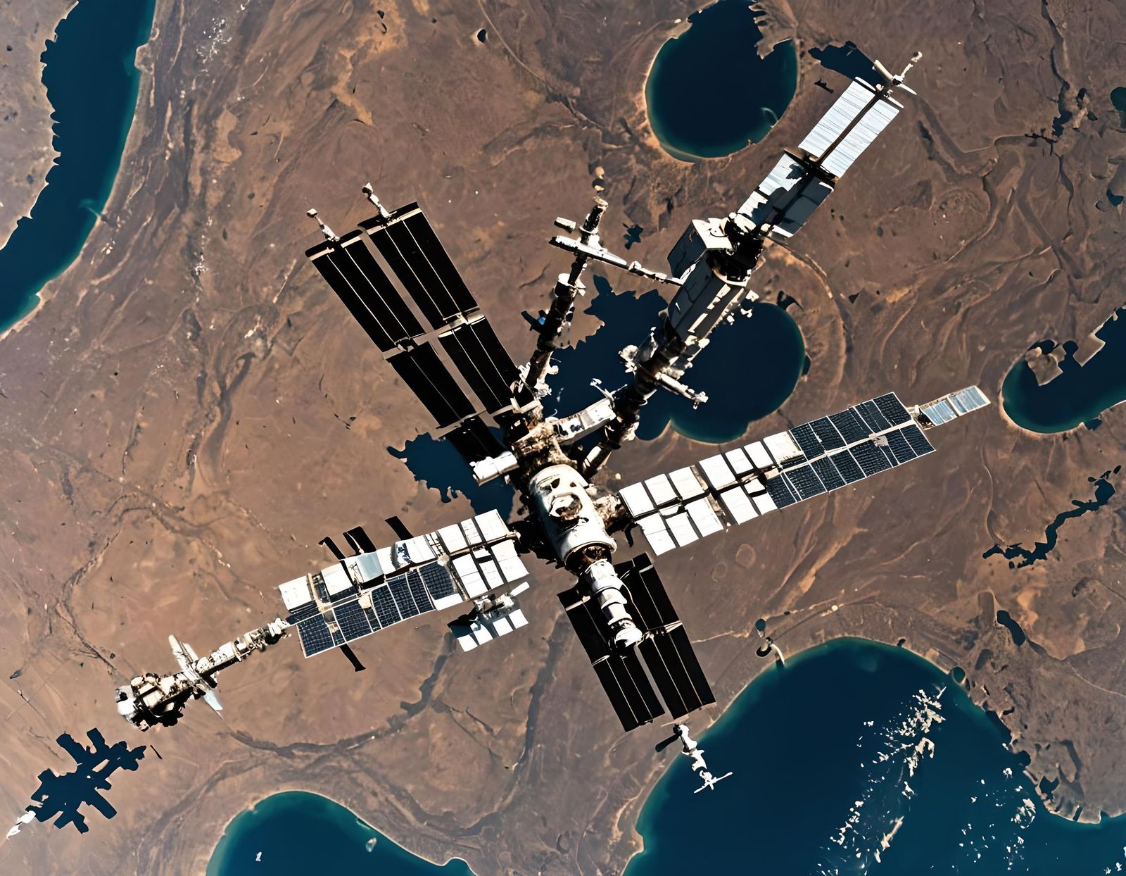 Futuristic Space Station Orbiting Earth