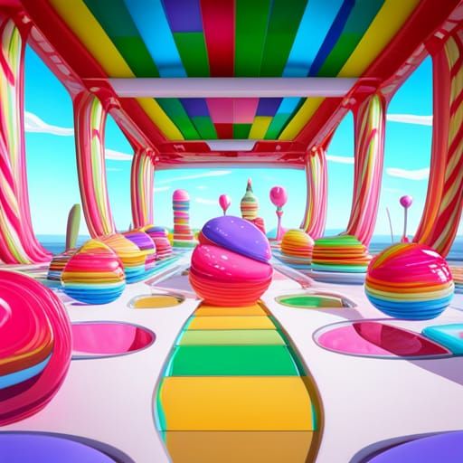 Whimsical Candyland in Hyperrealistic Digital Art Style