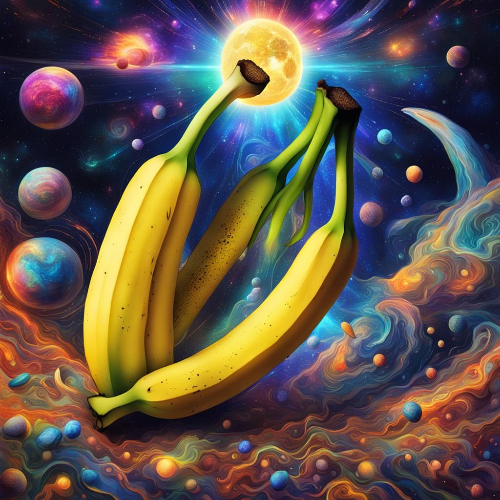 Powerful Banana in Psychedelic Astral Illustration