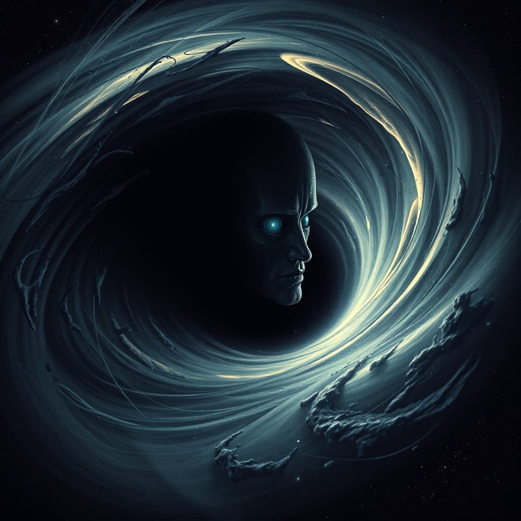 Eerie Black Hole Face in Biomechanical Style