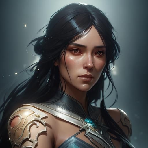 Ethereal Woman in Sheer Cloth: Digital Art Portrait