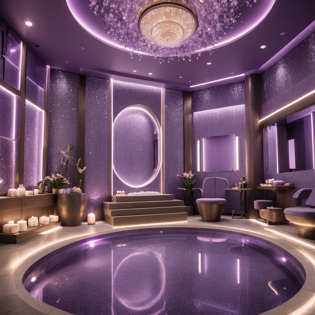 Purple Y2K Futurism Spa in Professional Photography Style