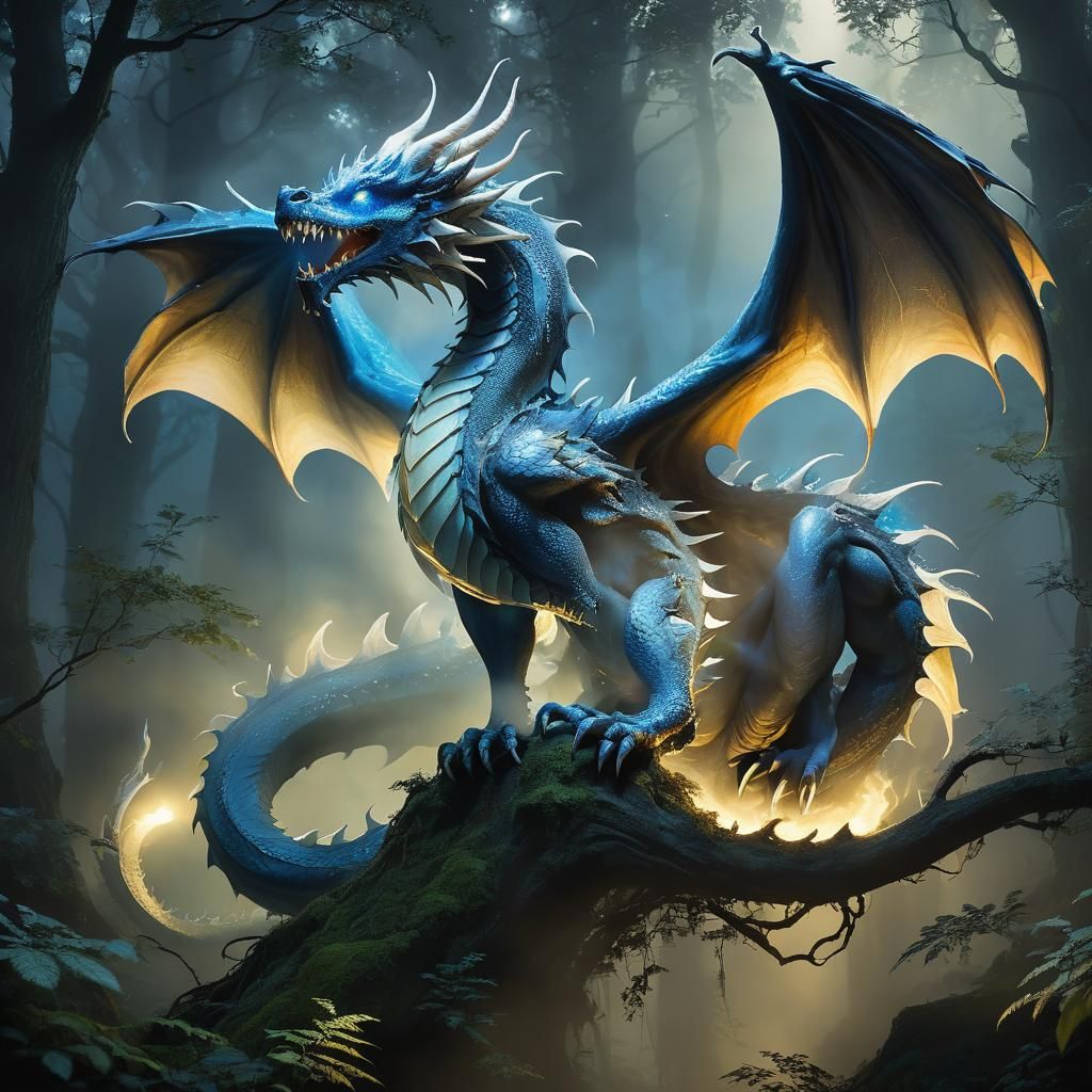 Dragon in Mystical Forest: Fantasy Realism