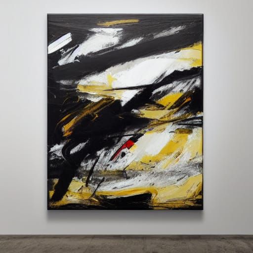 Swirling Black and White Expressionism on Textured Canvas