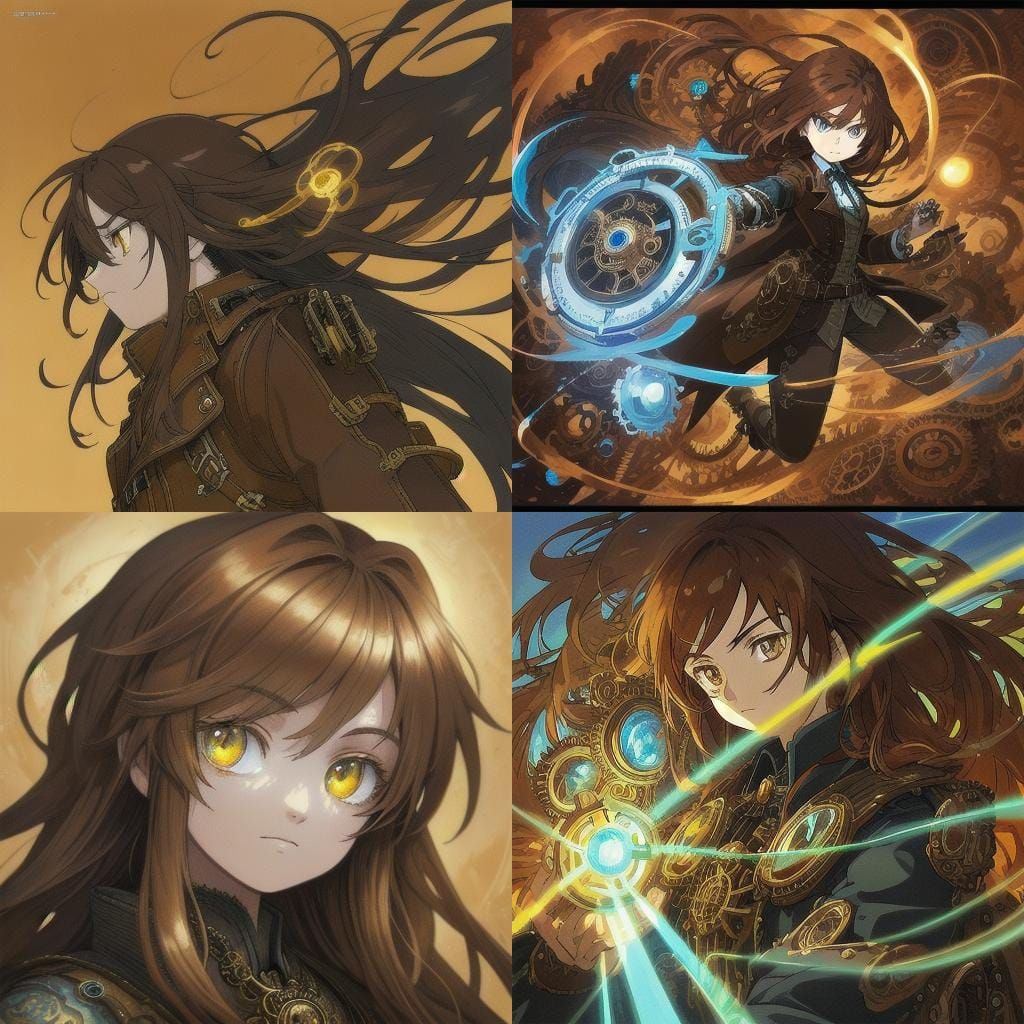 Steampunk Character Concept Sketches in Anime Style